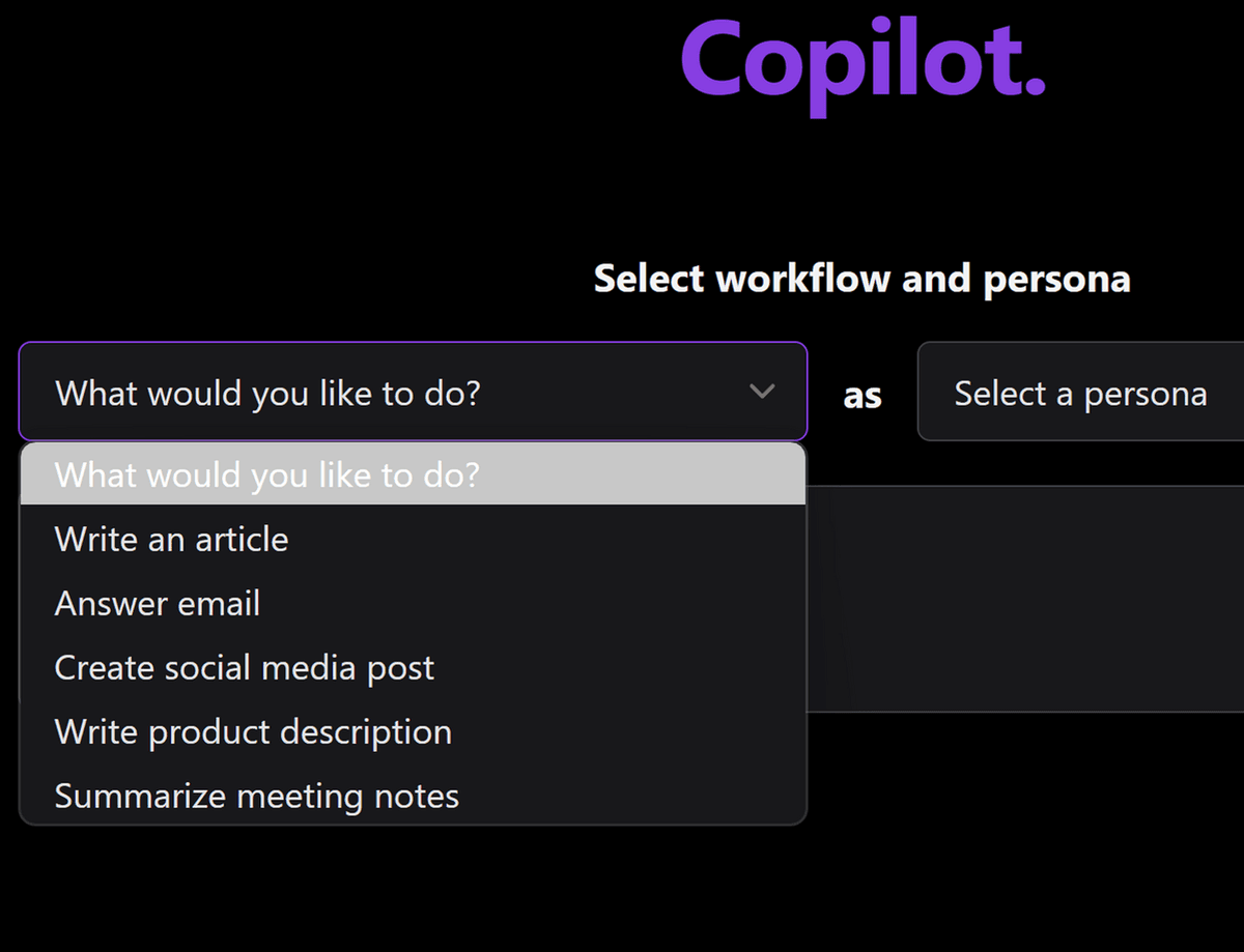 AI Copywriting Interface